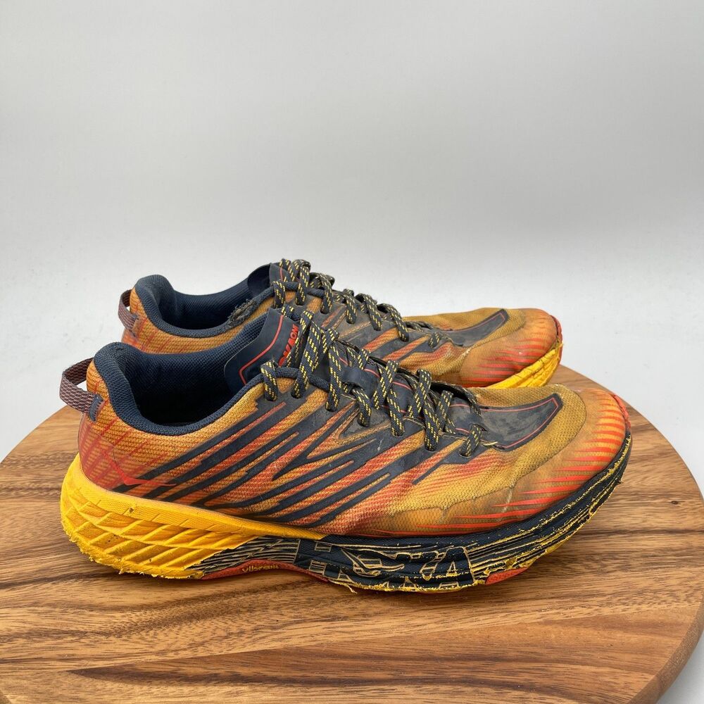 Hoka One One Speedgoat 4 Shoes Mens Size 11.5 Red Orange Trail Running Hiking